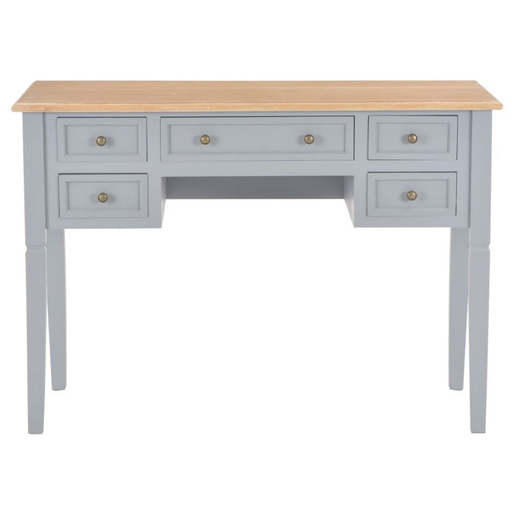 Ryann Writing Desk | 5 Drawers | Gray & Brown Pine Wood | 43’’ BM340469
