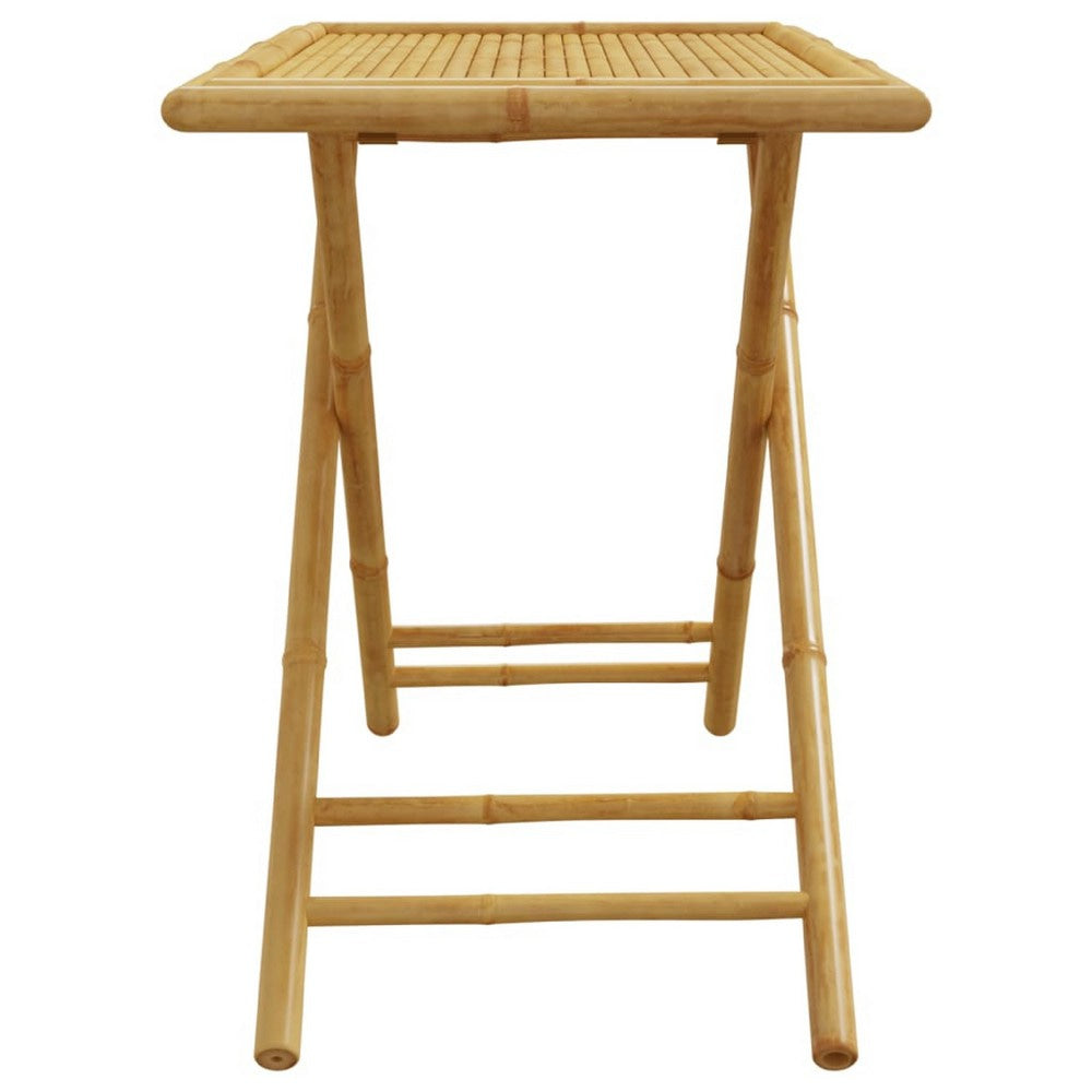Foldable Outdoor Garden Table | Natural Brown Bamboo Crossed Legs | 43’’ BM340471