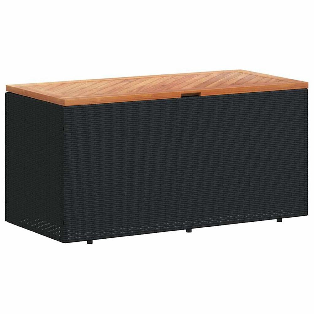 Gia Outdoor Garden Storage Box | Brown Wood Lid | Black | 43"