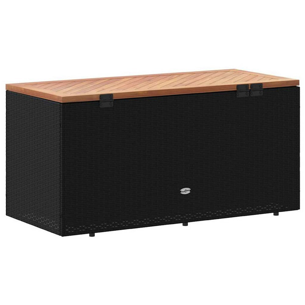 Gia Outdoor Garden Storage Box | Brown Wood Lid | Black | 43’’ BM340472