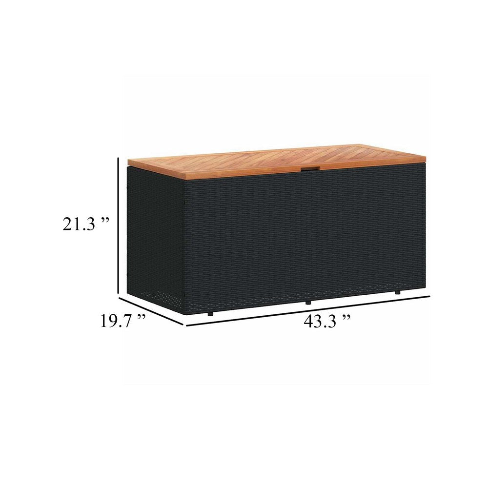 Gia Outdoor Garden Storage Box | Brown Wood Lid | Black | 43’’ BM340472