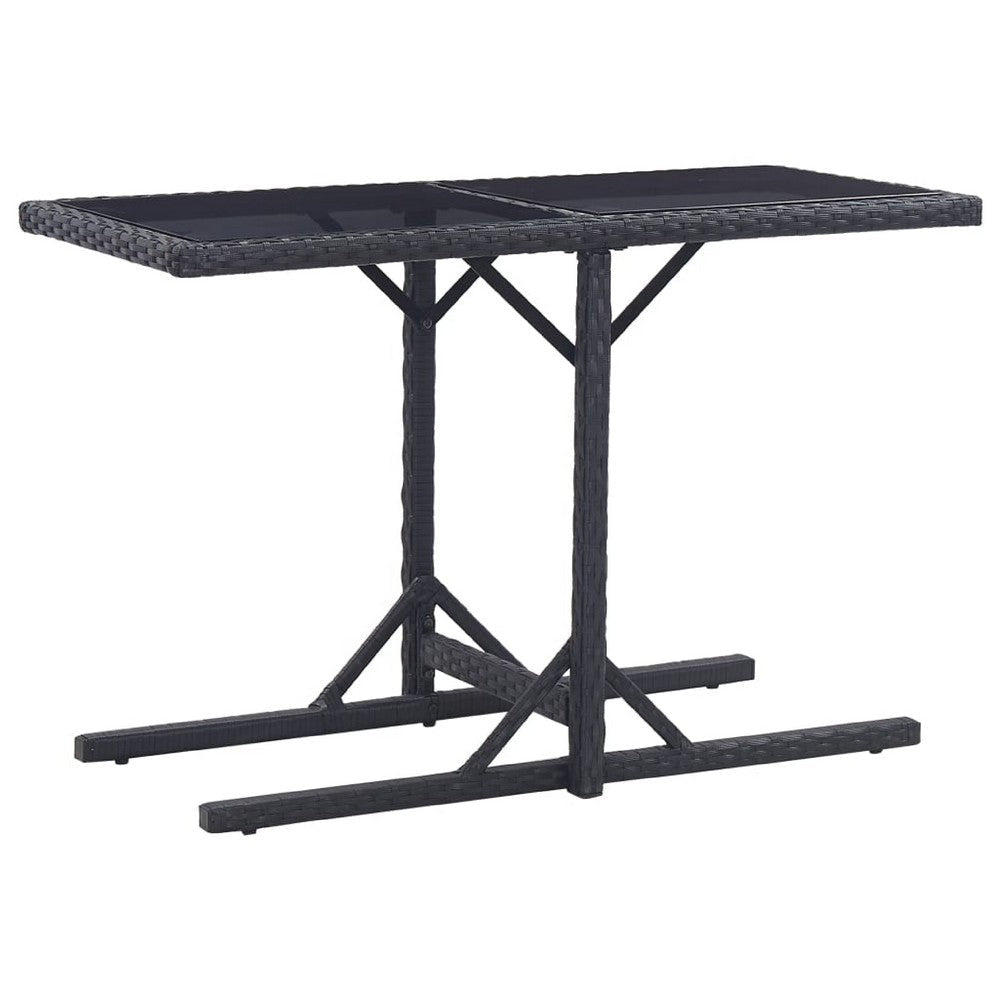 Multipurpose Outdoor Table | Black Poly Rattan | Steel | 43" Glass Top