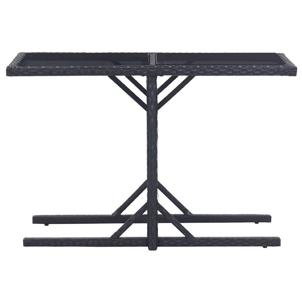 Multipurpose Outdoor Table | Black Poly Rattan | Steel | 43’’ Glass Top BM340474