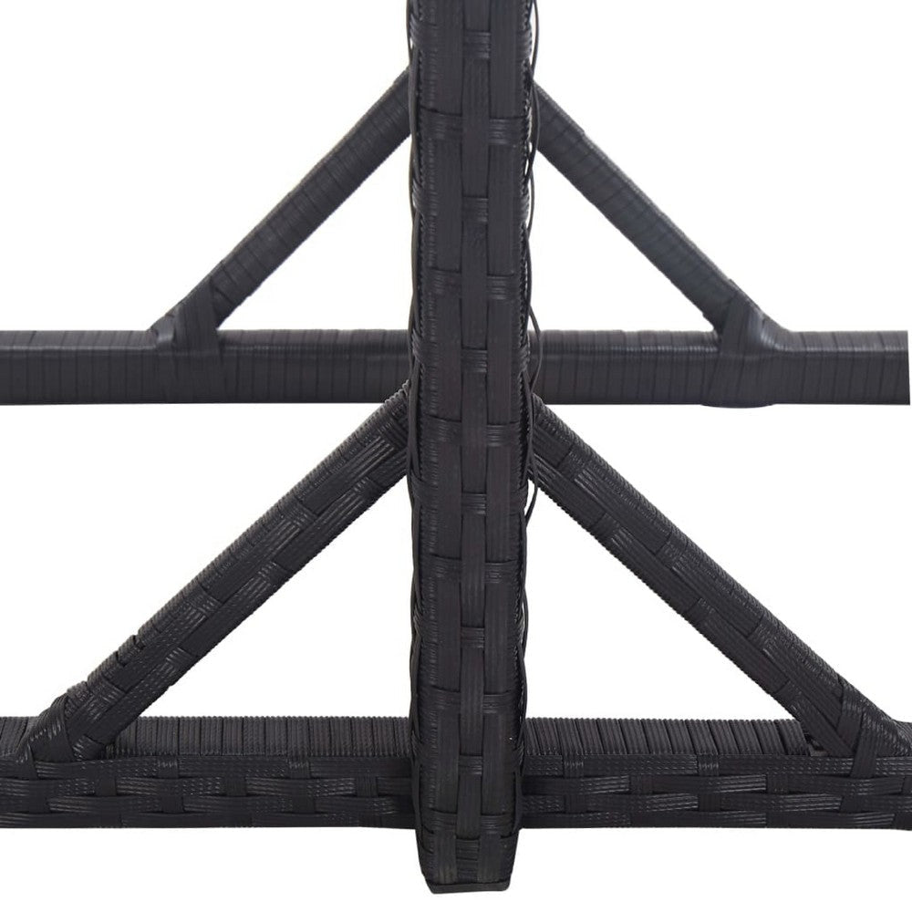 Multipurpose Outdoor Table | Black Poly Rattan | Steel | 43’’ Glass Top BM340474