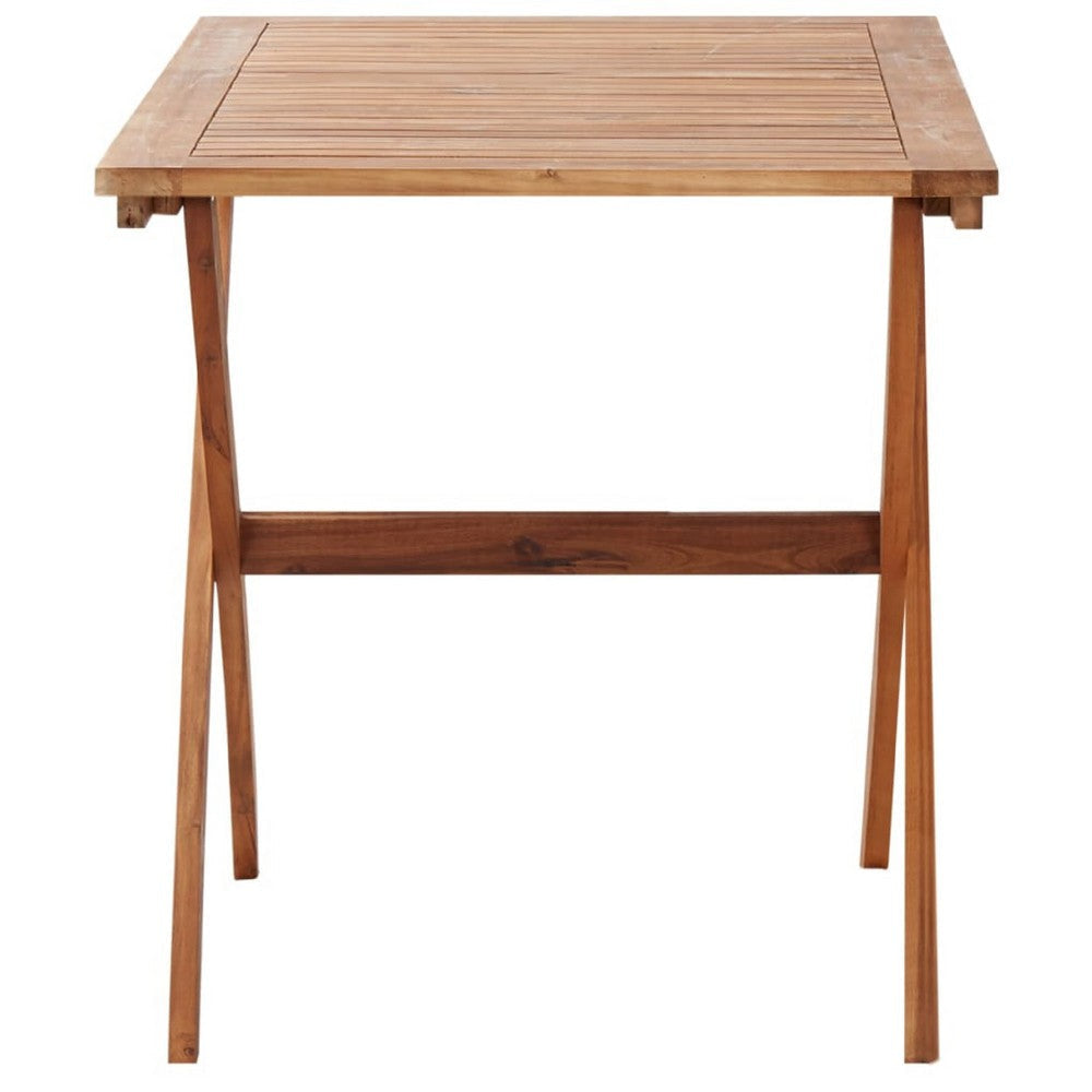 Outdoor Dining Table | Natural Brown Solid Acacia Wood | Rectangular 43’’ BM340475
