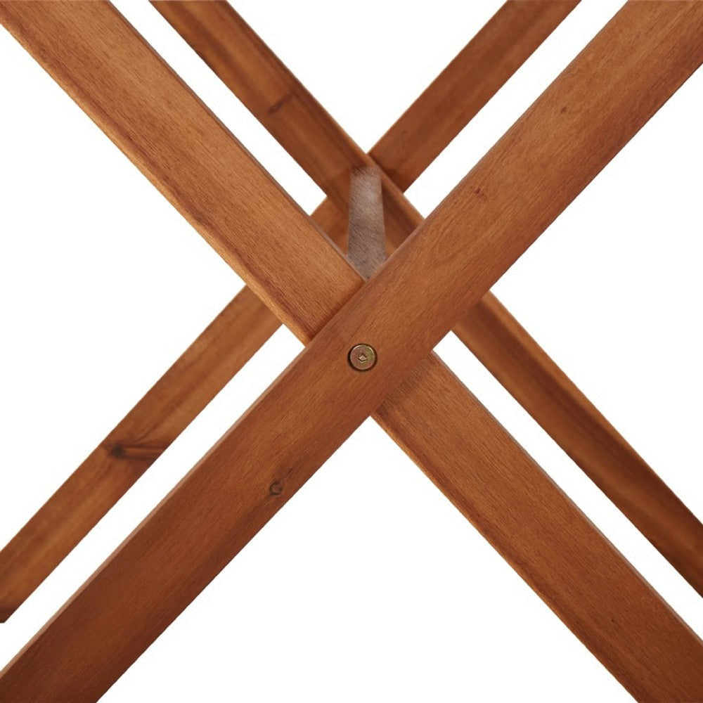 Outdoor Dining Table | Natural Brown Solid Acacia Wood | Rectangular 43’’ BM340475