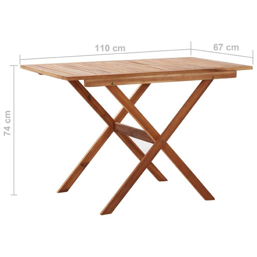 Outdoor Dining Table | Natural Brown Solid Acacia Wood | Rectangular 43’’ BM340475