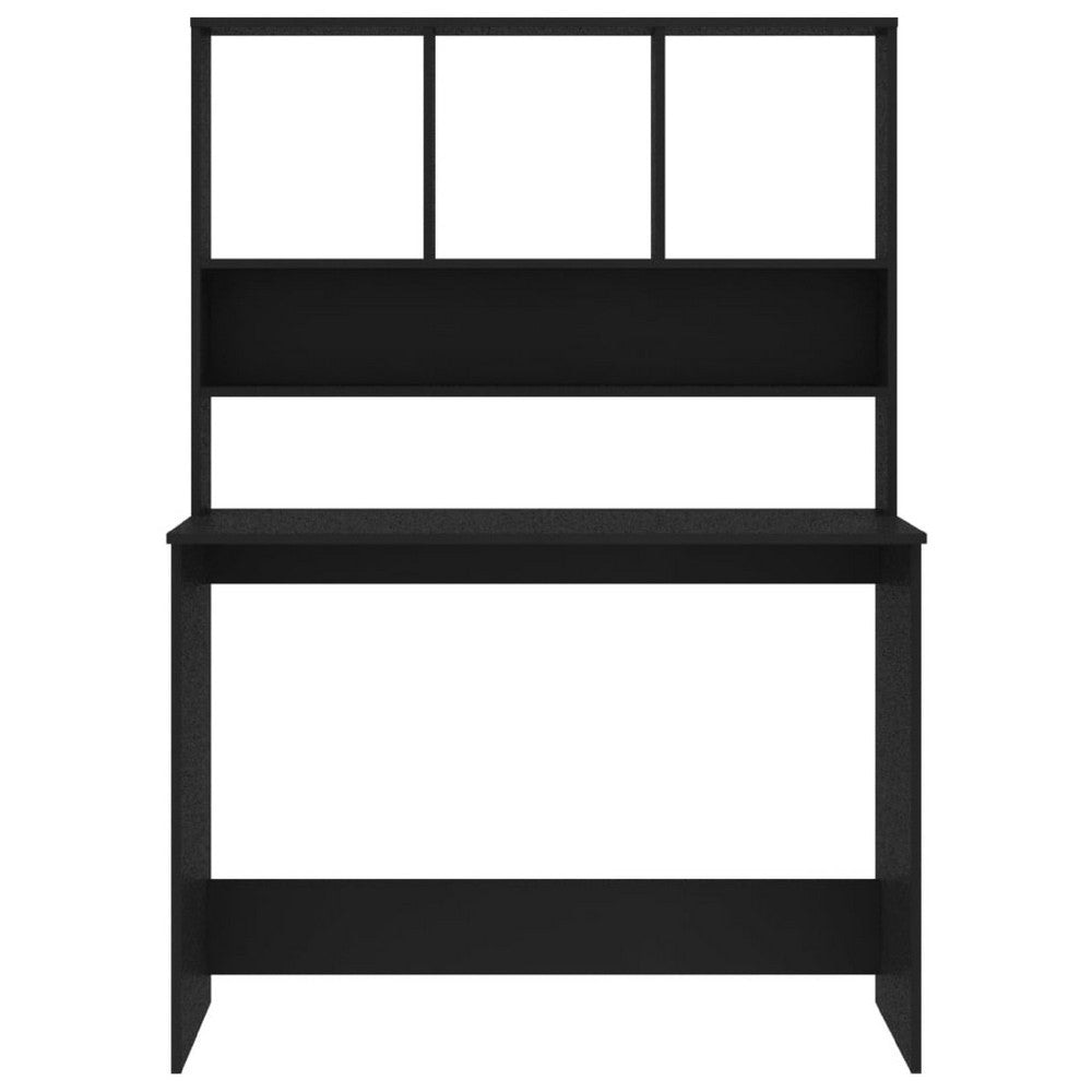 Kira Work Desk with Hutch | 4 Shelves | Black Engineered Wood | 43’’ BM340476
