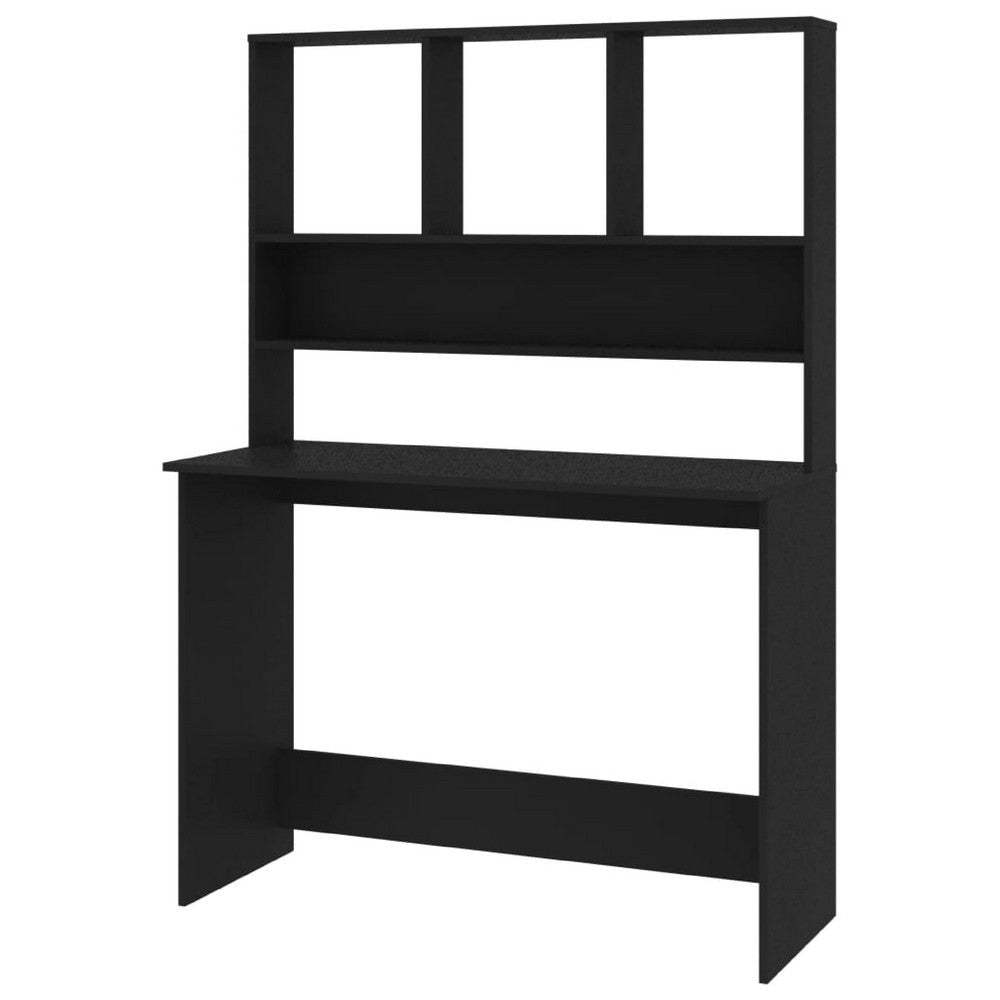 Kira Work Desk with Hutch | 4 Shelves | Black Engineered Wood | 43’’ BM340476