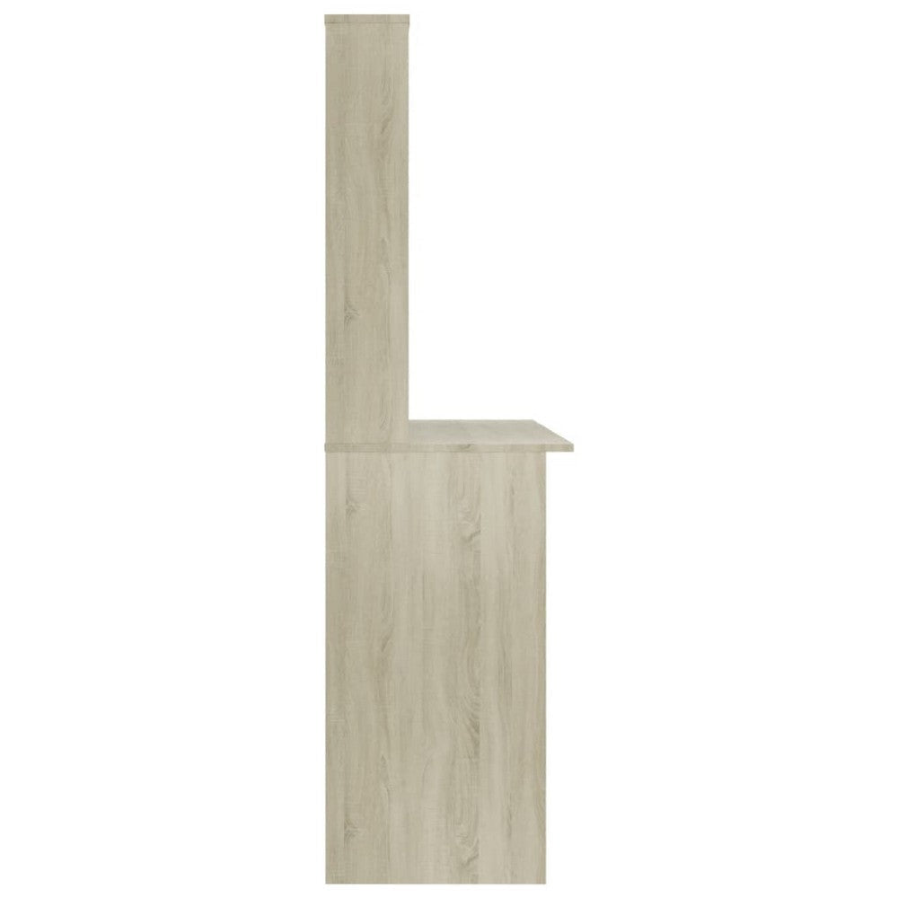 Kira Work Desk with Hutch| 4 Shelves | Beige Engineered Wood | 43’’ BM340477