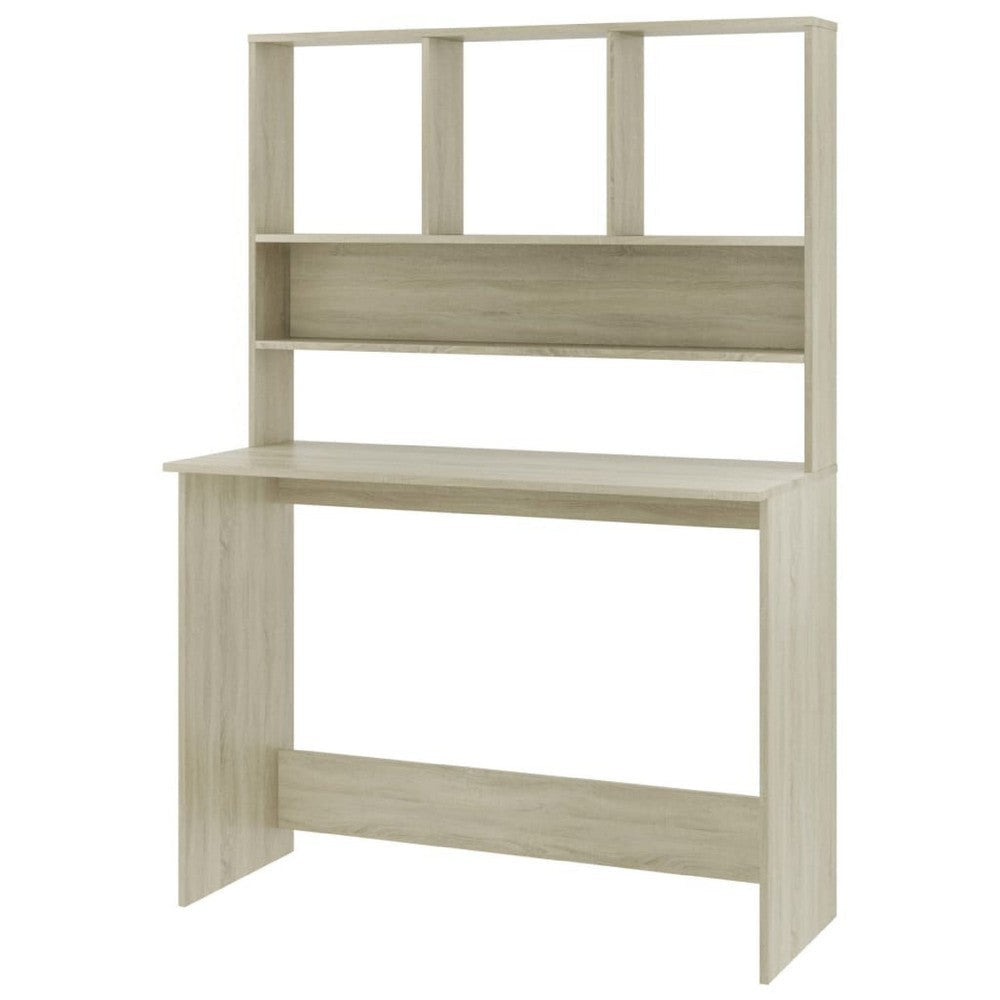 Kira Work Desk with Hutch| 4 Shelves | Beige Engineered Wood | 43’’ BM340477