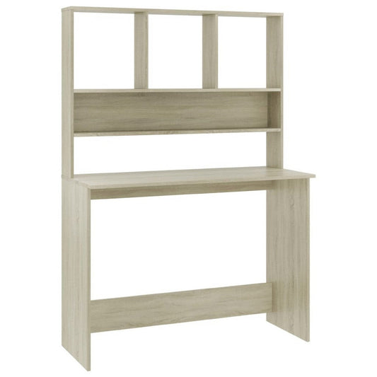 Kira Work Desk with Hutch| 4 Shelves | Beige Engineered Wood | 43"