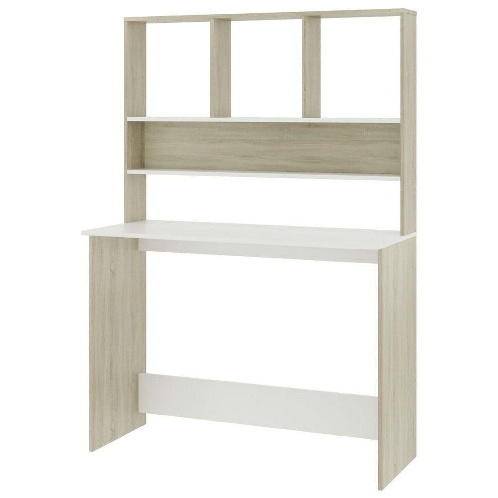Kira Work Desk with Hutch| 4 Shelves | White Sonoma Wood | 43’’ BM340478