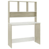 Kira Work Desk with Hutch| 4 Shelves | White Sonoma Wood | 43"