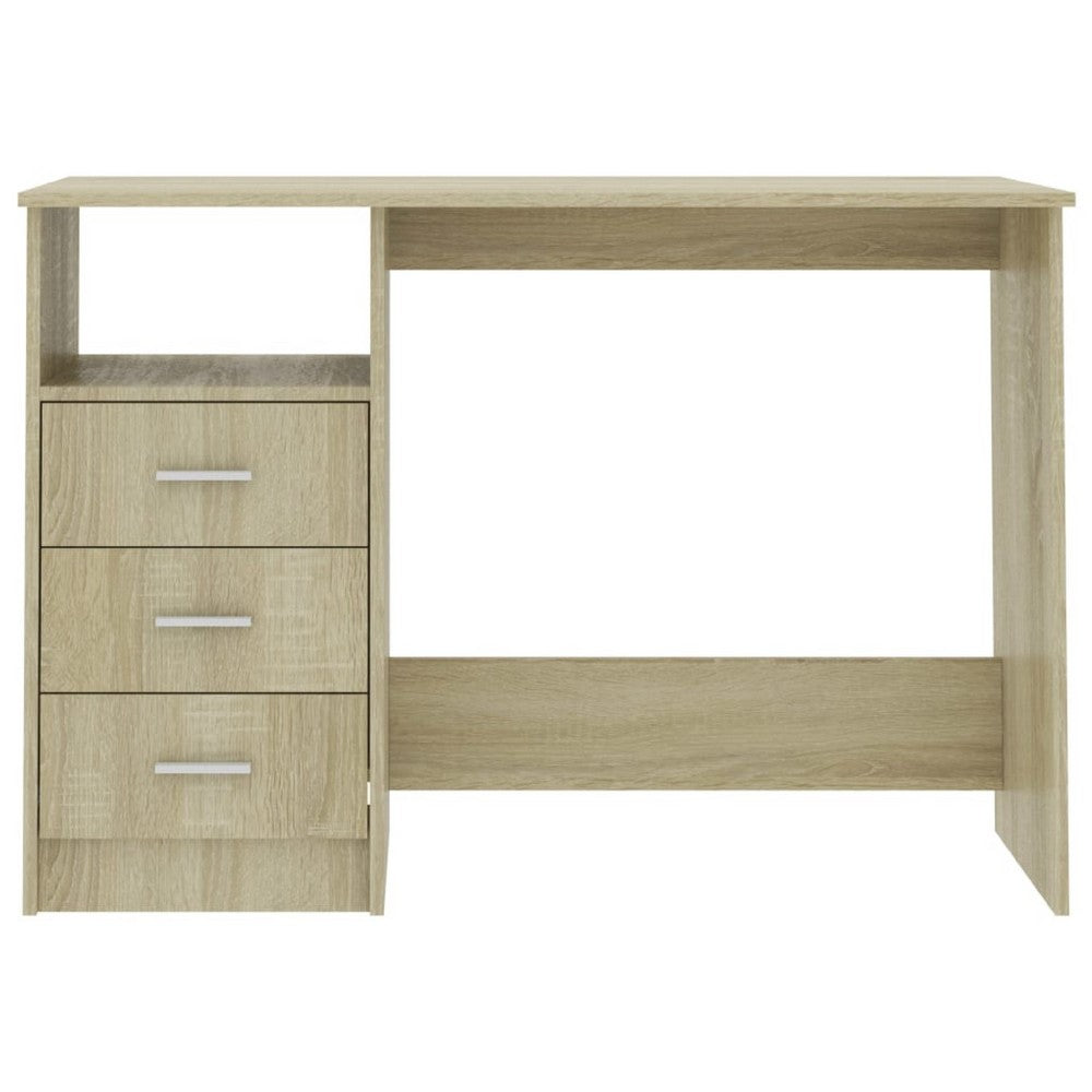 Work Desk, 3 Drawers, 1 Shelf, Sonoma Oak Brown Finish, 43 Inch