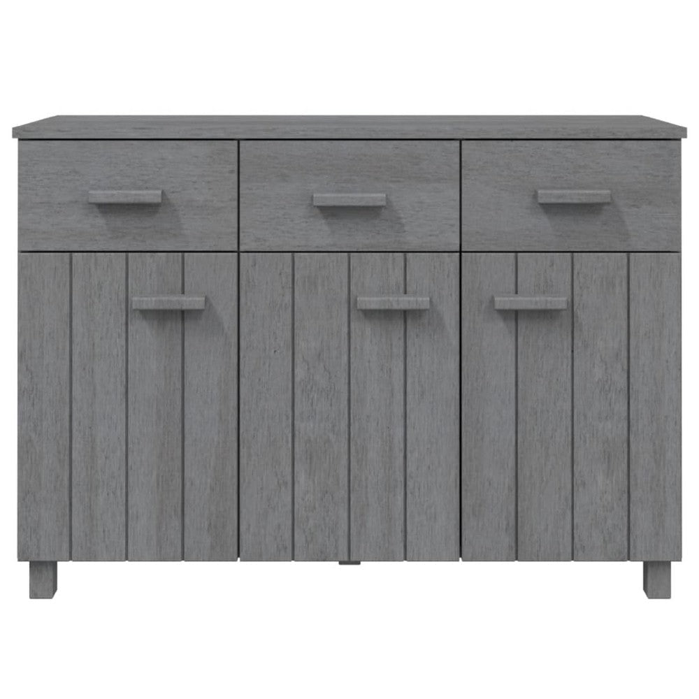 Sideboard | 3 Drawers | 3 Cabinets | Dark Gray Solid Pine Wood | 45’’ BM340480
