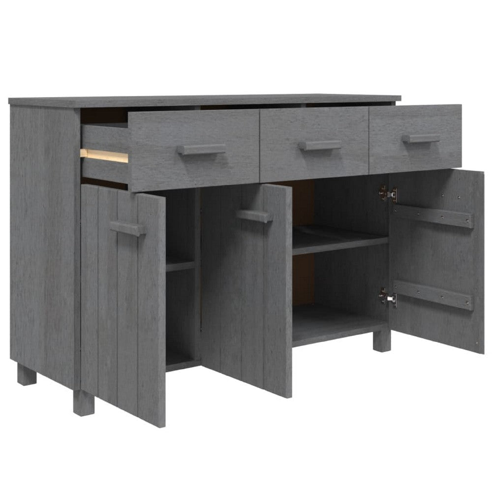 Sideboard | 3 Drawers | 3 Cabinets | Dark Gray Solid Pine Wood | 45’’ BM340480