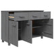 Sideboard | 3 Drawers | 3 Cabinets | Dark Gray Solid Pine Wood | 45’’ BM340480