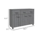 Sideboard | 3 Drawers | 3 Cabinets | Dark Gray Solid Pine Wood | 45’’ BM340480