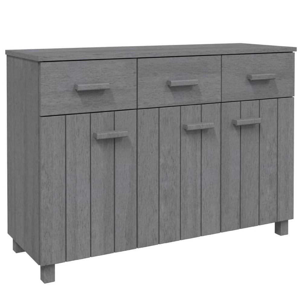 Sideboard | 3 Drawers | 3 Cabinets | Dark Gray Solid Pine Wood | 45"