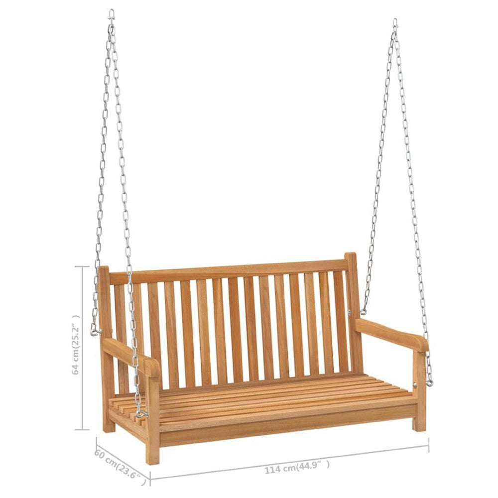 Outdoor Swing Bench | Natural Brown Solid Teak Wood | Metal | 45’’ BM340481