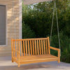 Outdoor Swing Bench | Natural Brown Solid Teak Wood | Metal | 45"
