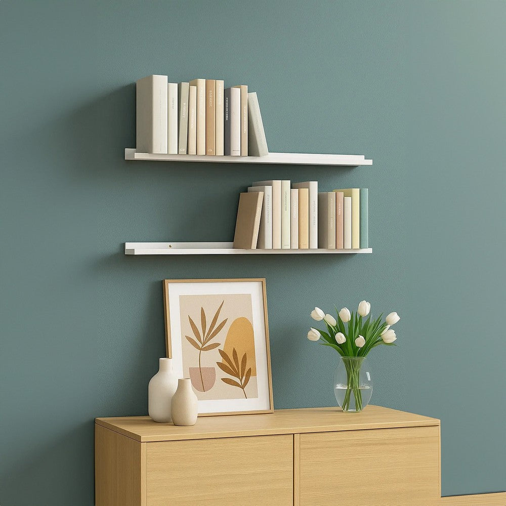 Novia Wall Shelf Set of 2 | Sleek Modern White Frame | 45’’ BM340482