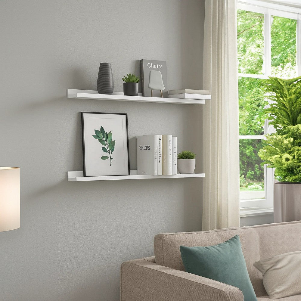 Novia Wall Shelf Set of 2 | Sleek Modern White Frame | 45’’ BM340482
