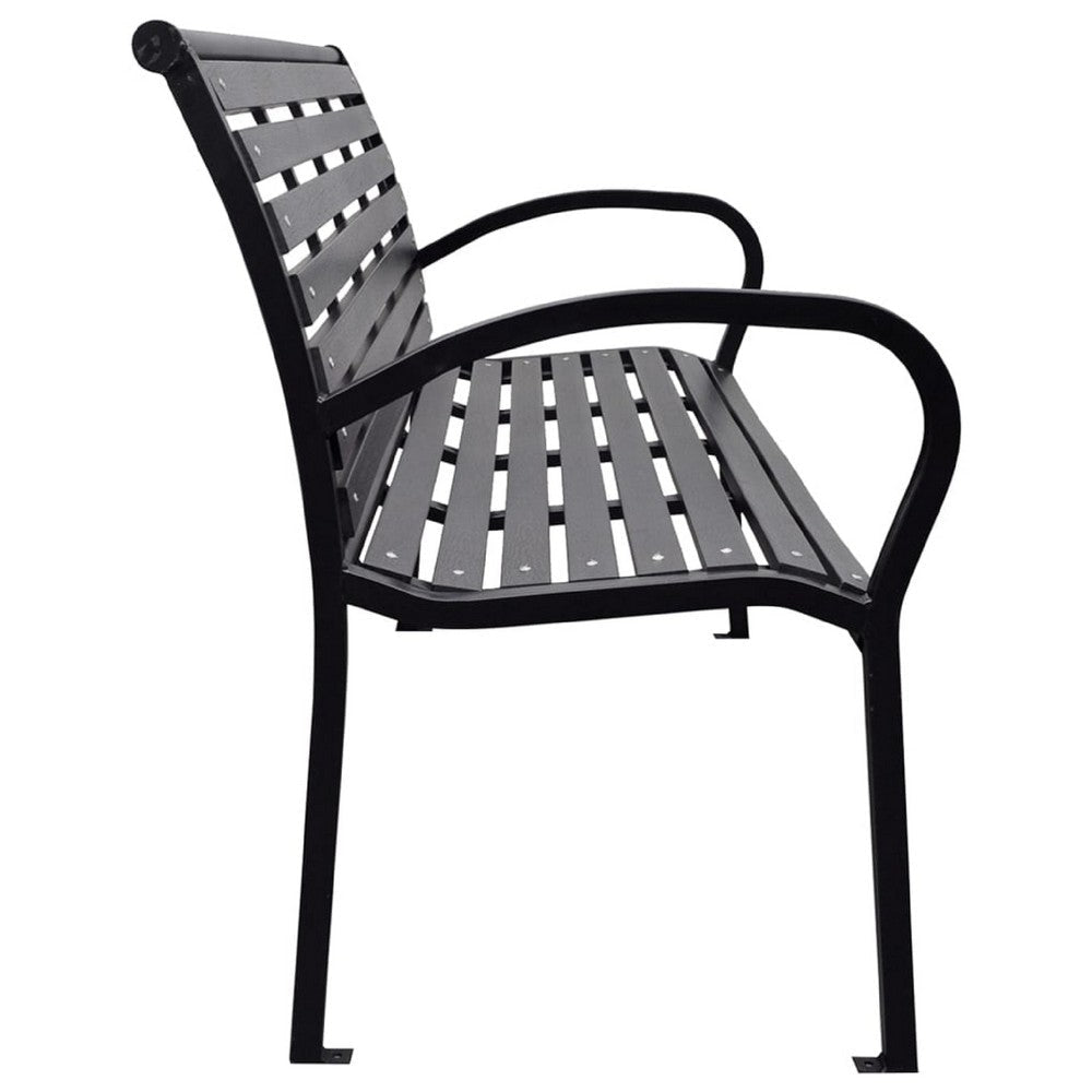 Outdoor Bench | Black Steel | WPC UV & Weather Resistant | 46’’ BM340484