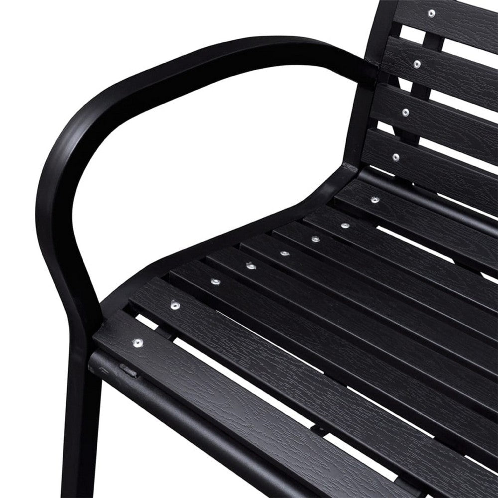 Outdoor Bench | Black Steel | WPC UV & Weather Resistant | 46’’ BM340484