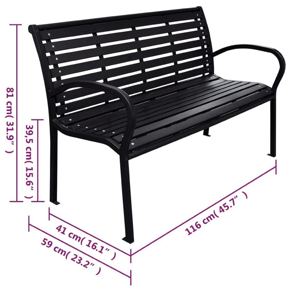 Outdoor Bench | Black Steel | WPC UV & Weather Resistant | 46’’ BM340484