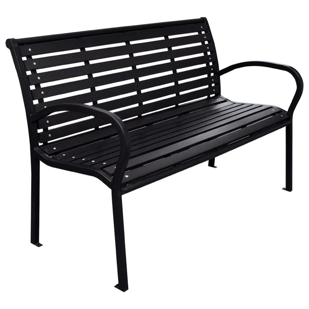 Outdoor Bench | Black Steel | WPC UV & Weather Resistant | 46"