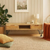 TV Stand Media Cabinet | Natural Teak Wood & Wrought Iron | 47"