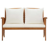 Outdoor Bench | Cream Fabric | Brown Solid Acacia Wood | 47’’ BM340486