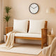 Outdoor Bench | Cream Fabric | Brown Solid Acacia Wood | 47"