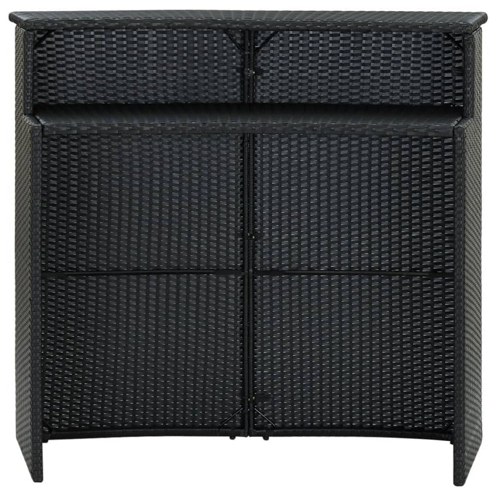 Bar Table | Powder Coated Black Poly Rattan | Metal Frame | 47"