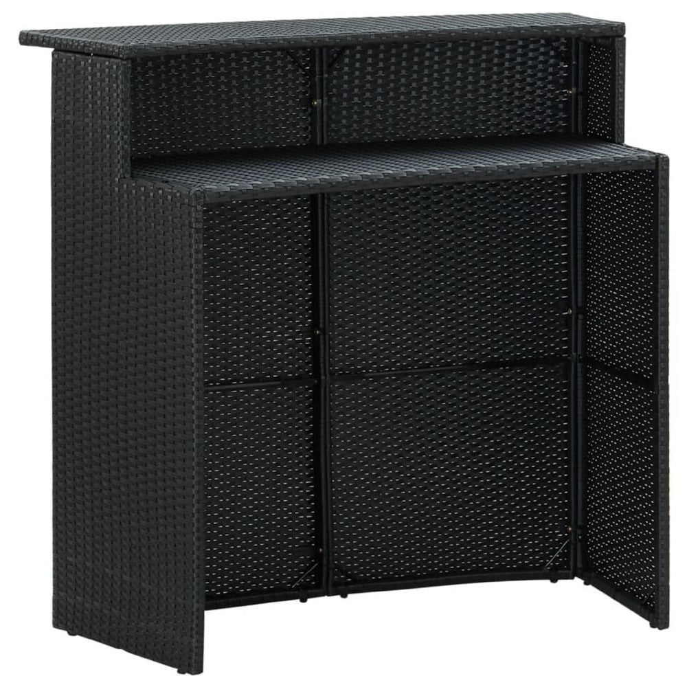 Bar Table | Powder Coated Black Poly Rattan | Metal Frame | 47’’ BM340489