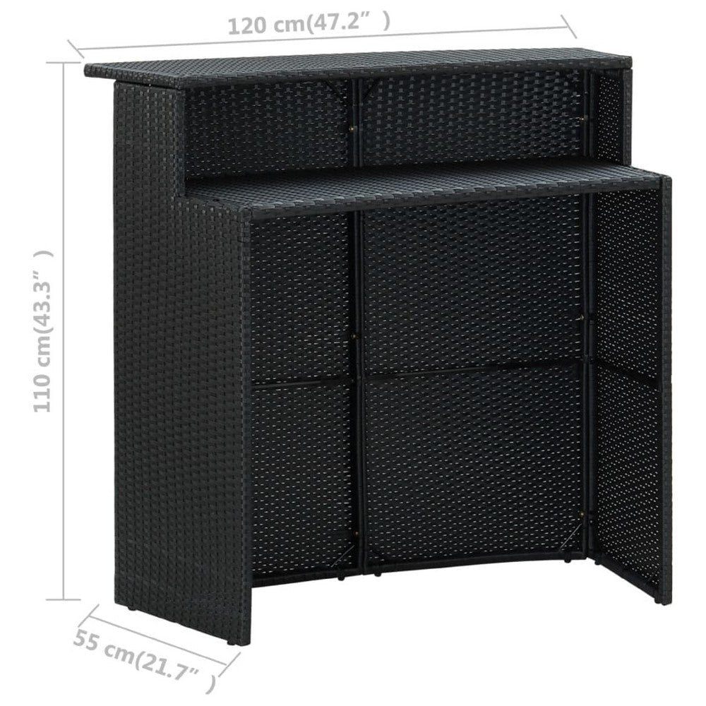 Bar Table | Powder Coated Black Poly Rattan | Metal Frame | 47’’ BM340489