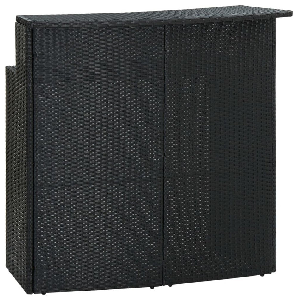 Bar Table | Powder Coated Black Poly Rattan | Metal Frame | 47"