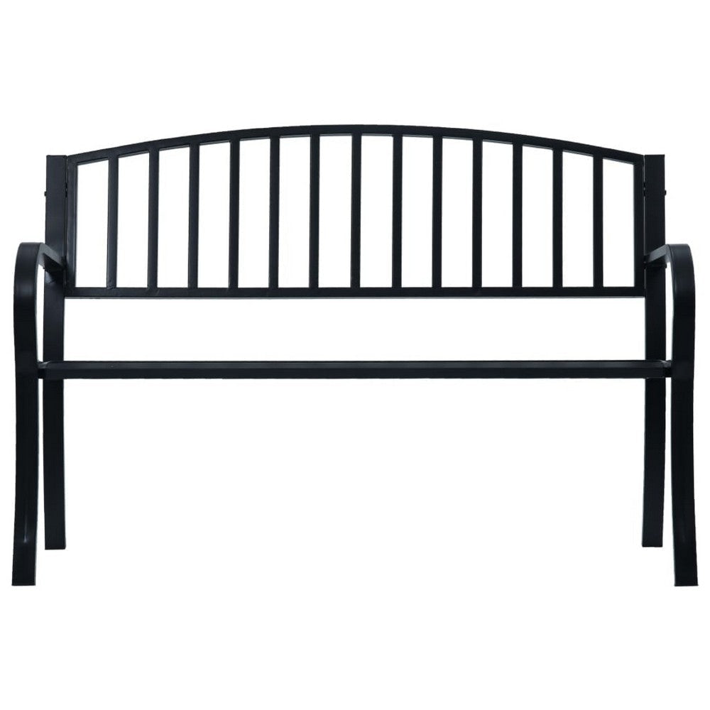 Outdoor Bench | Black Powder-Coated Steel | Curved Backrest | 47’’ BM340490