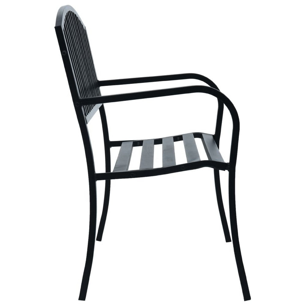 Outdoor Bench | Black Powder-Coated Steel | Curved Backrest | 47’’ BM340490