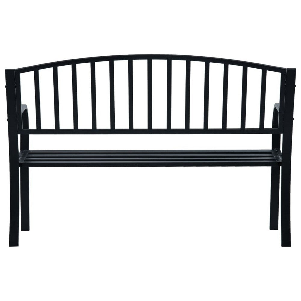 Outdoor Bench | Black Powder-Coated Steel | Curved Backrest | 47’’ BM340490