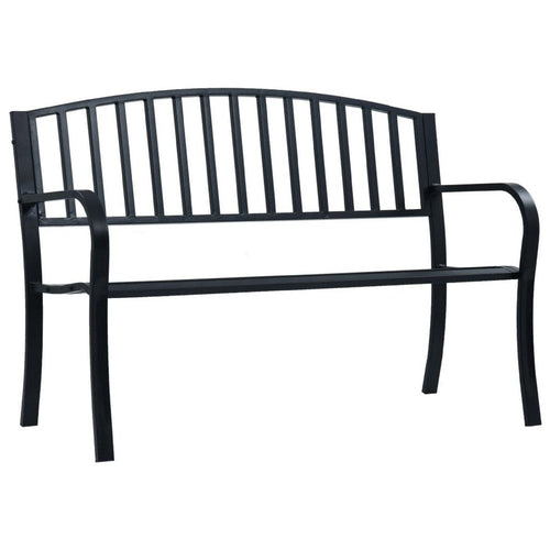 Outdoor Bench | Black Powder-Coated Steel | Curved Backrest | 47"