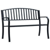 Outdoor Bench | Black Powder-Coated Steel | Curved Backrest | 47"