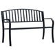 Outdoor Bench | Black Powder-Coated Steel | Curved Backrest | 47"