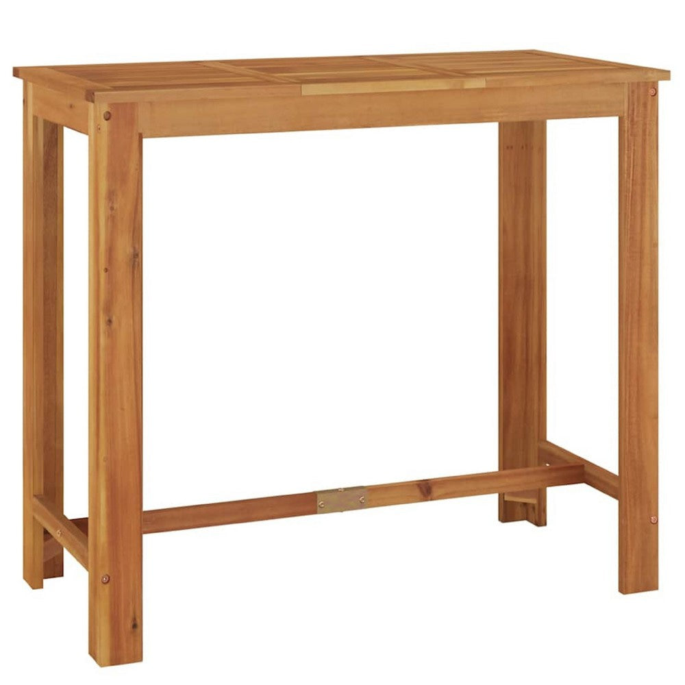 Outdoor Bar Table | Natural Brown Solid Acacia Wood | Rectangular 47"