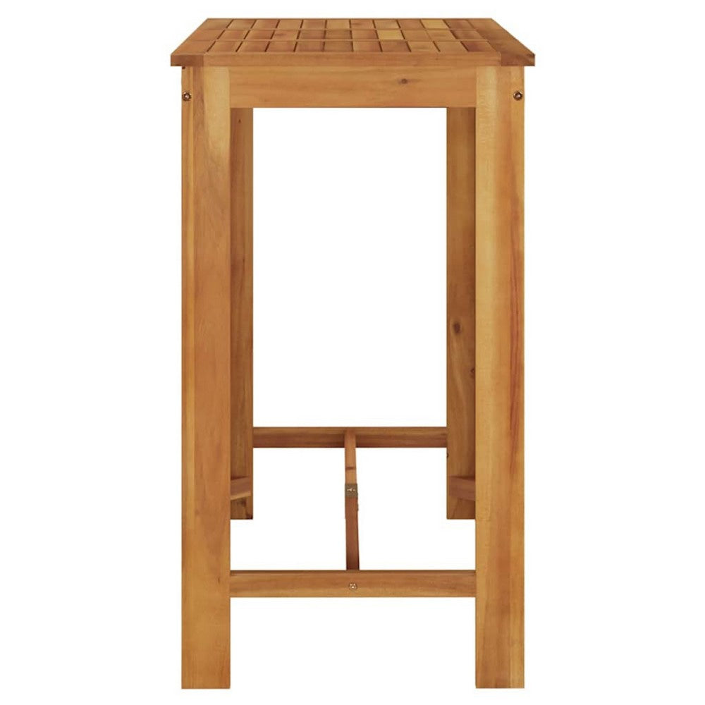 Outdoor Bar Table | Natural Brown Solid Acacia Wood | Rectangular 47’’ BM340491