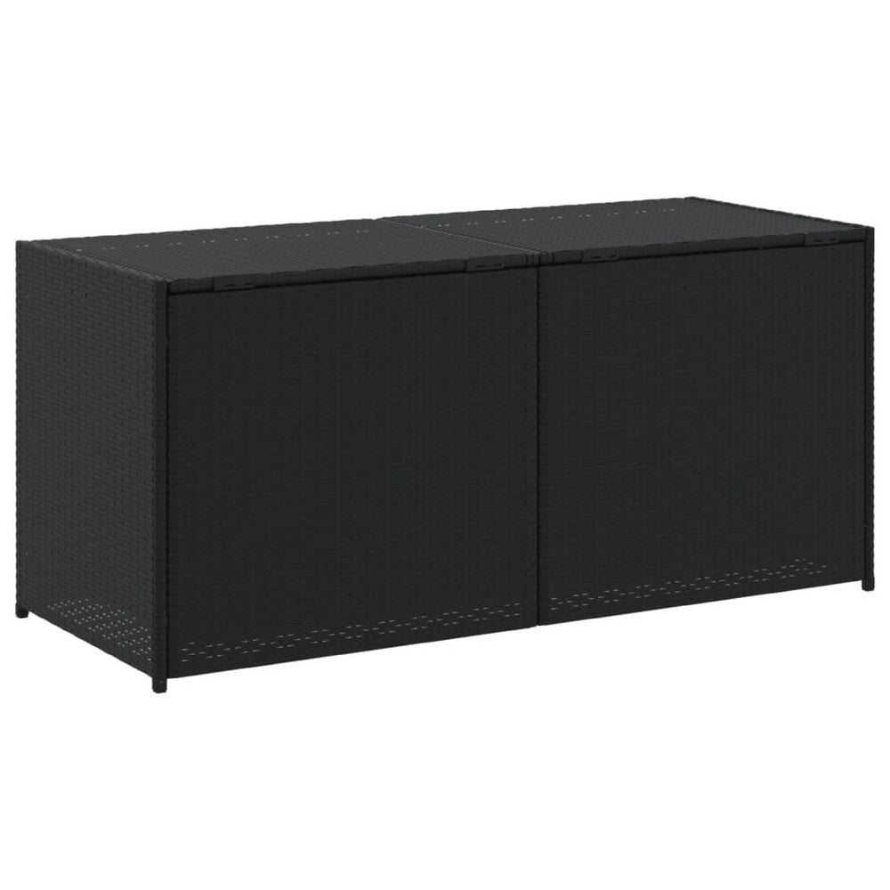 Jenna Outdoor Poolside Storage Box | Black Poly Rattan | 47’’ BM340495