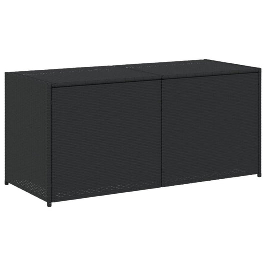 Jenna Outdoor Poolside Storage Box | Black Poly Rattan | 47"