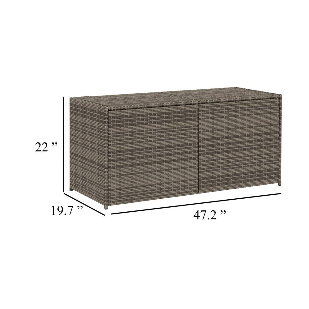 Jenna Outdoor Poolside Storage Box | Gray Poly Rattan | Steel Frame | 47’’ BM340496